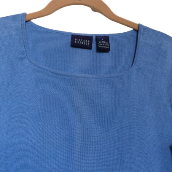 HILLARD & HANSON Beaded Trim Sweater Sleeveless Periwinkle Women’s Size Large - Picture 4 of 9